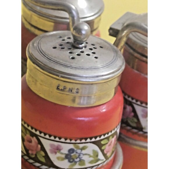 Art Deco Newport Pottery Cruet Set on silver plated EPNS stamped stand 1930's - Picture 11 of 11